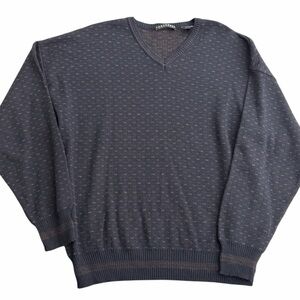 Consensus Sportswear V-Neck Sweater Men’s Large Blue Wool Blend Vintage Look